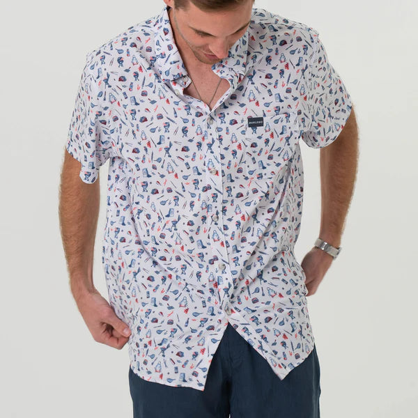 [Burlebo] Performance Button Up - Grillmaster White