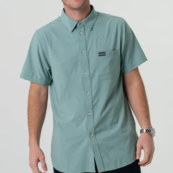 [Burlebo] Performance Button Up - Ocean Swell