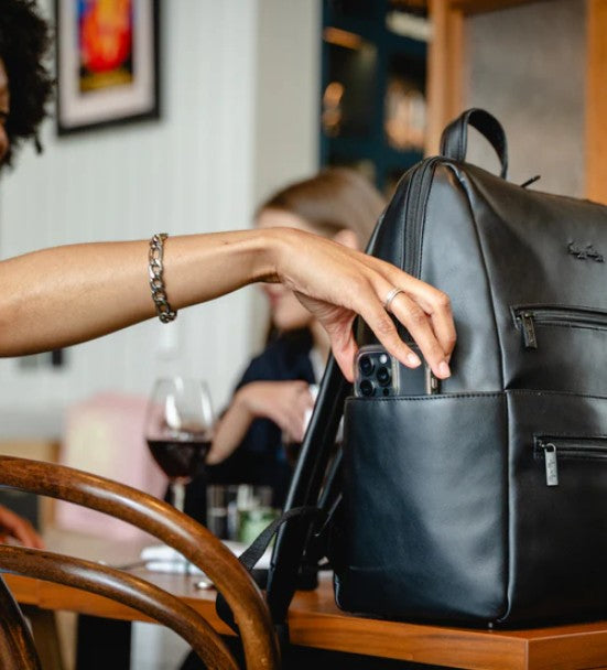 Eras Backpack Midi Diaper Bag- Black