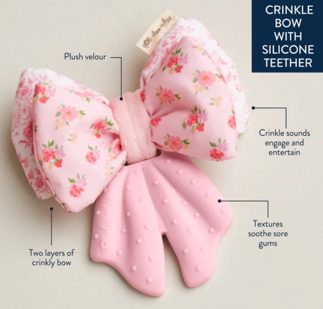 Sweet Crinkle Sensory Teether- Bow