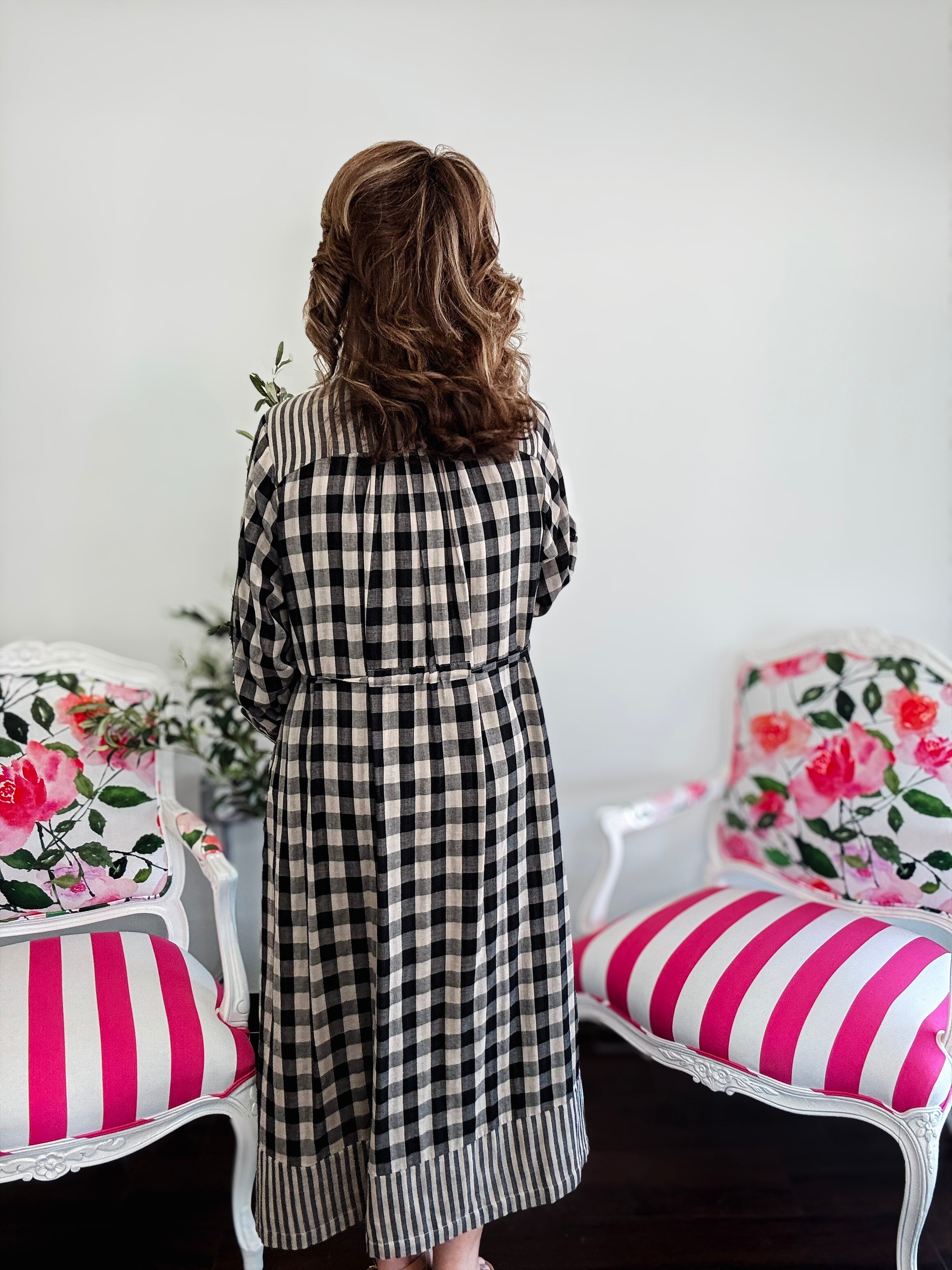 Simply Plaid Midi Dress- Black