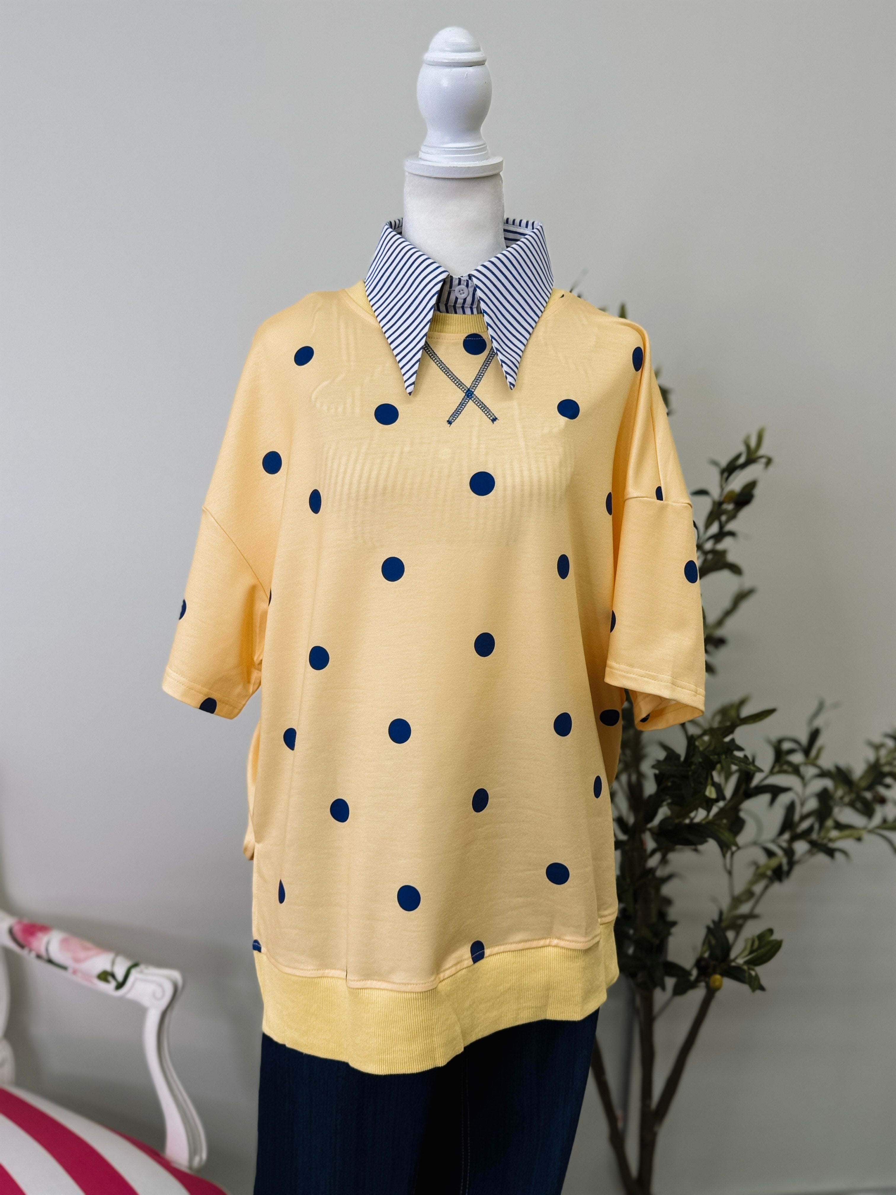 Sunny Skies Polka Dot Oversized Top