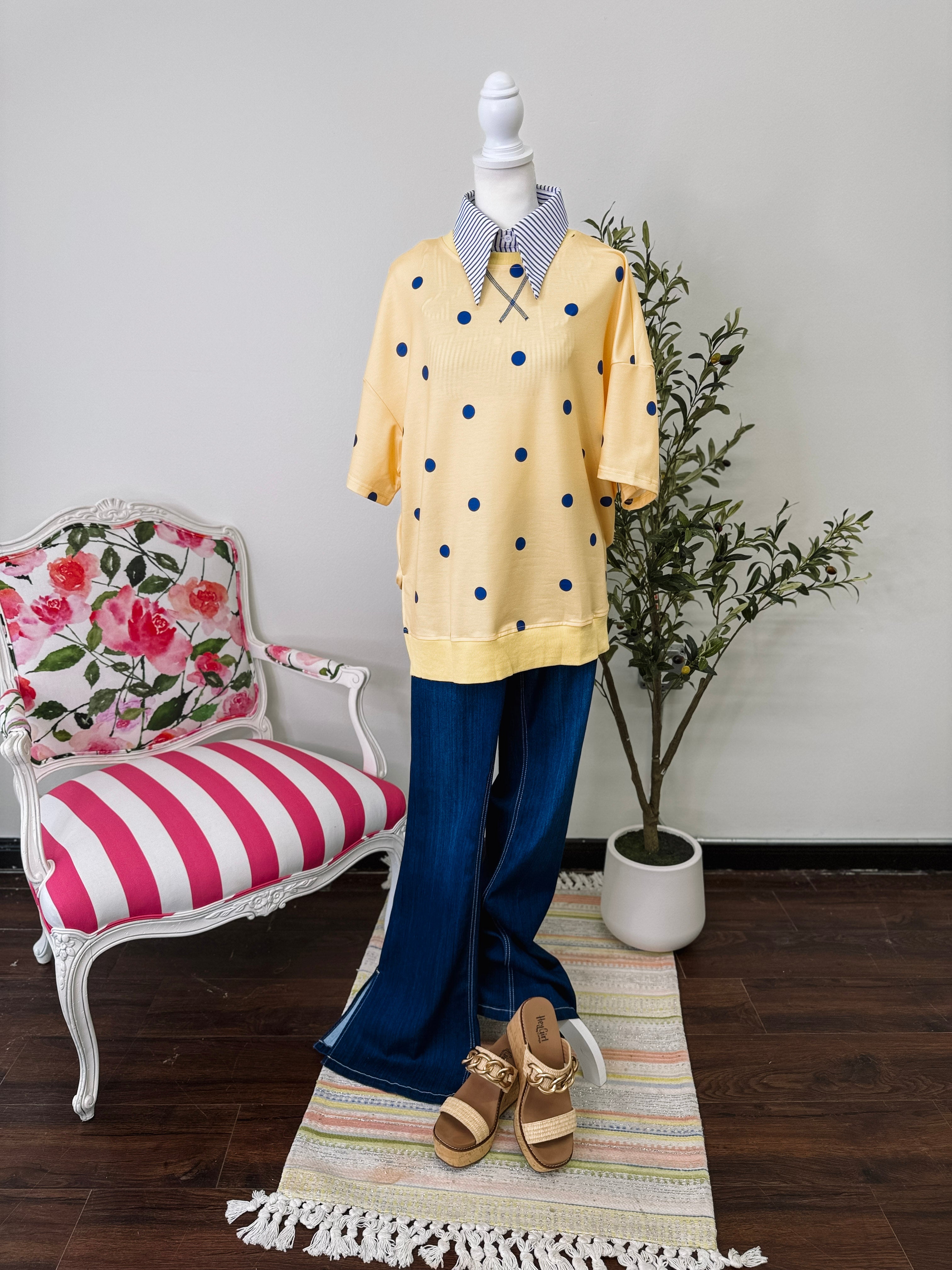 Sunny Skies Polka Dot Oversized Top