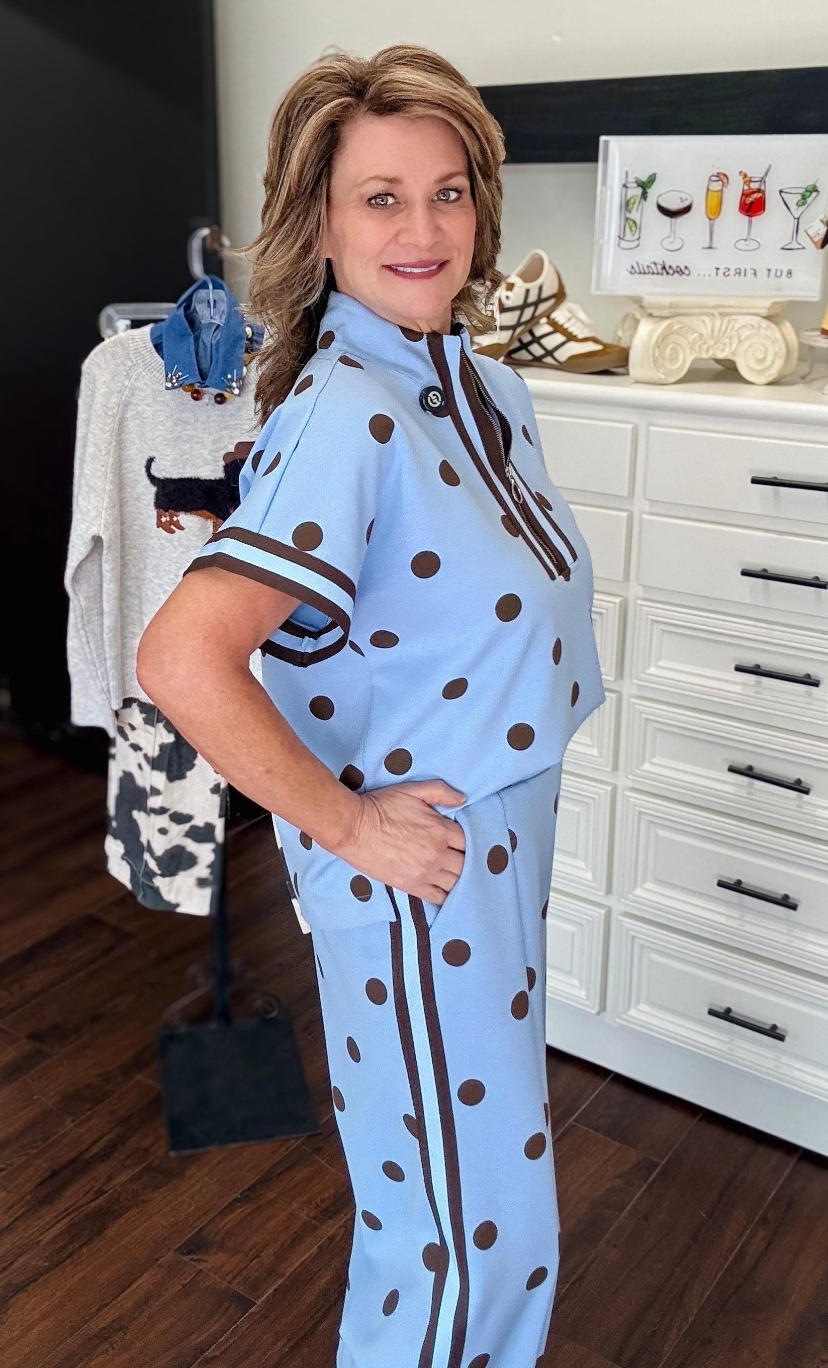 Sweet Spot Polka Dot Pant- Periwinkle