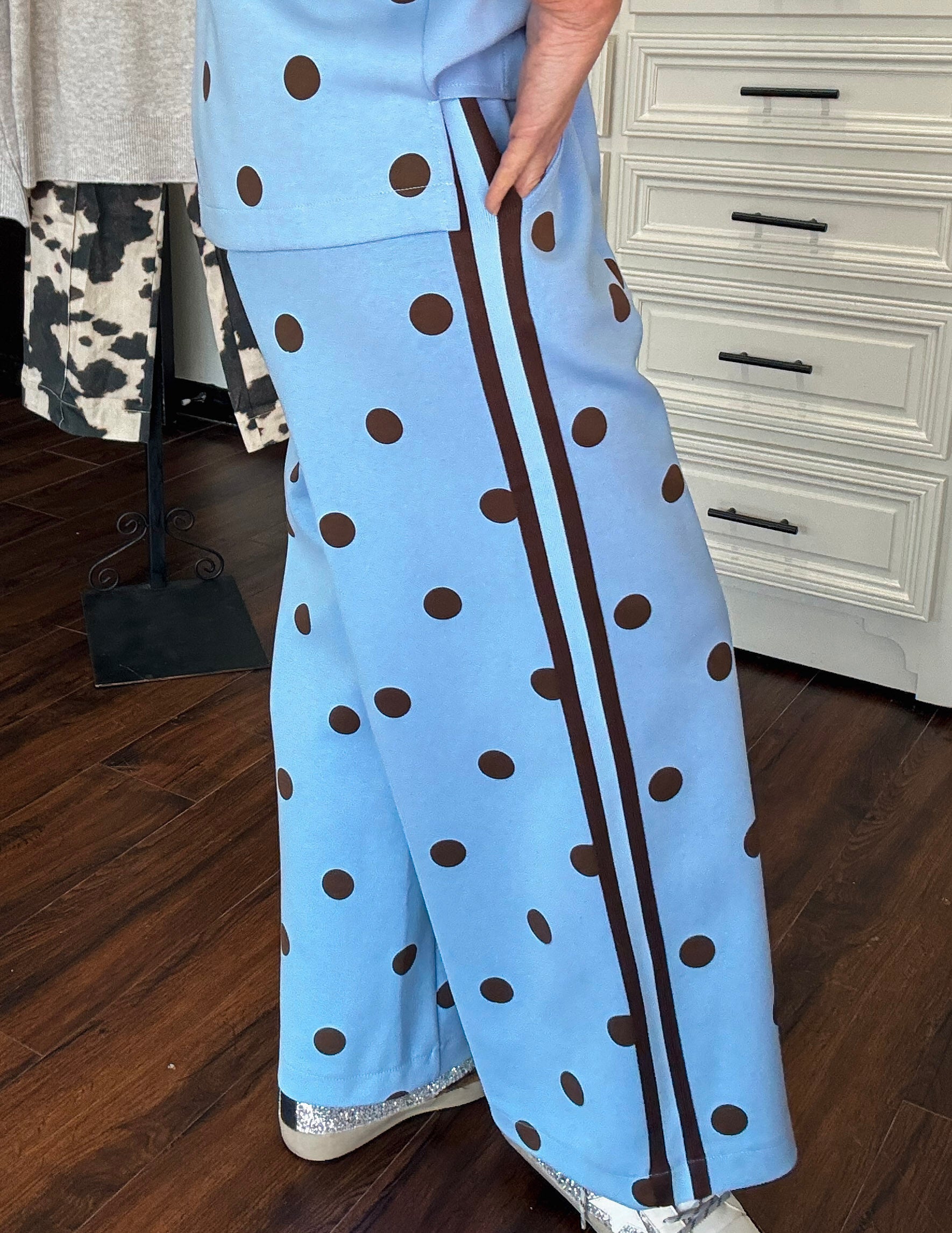 Sweet Spot Polka Dot Pant- Periwinkle