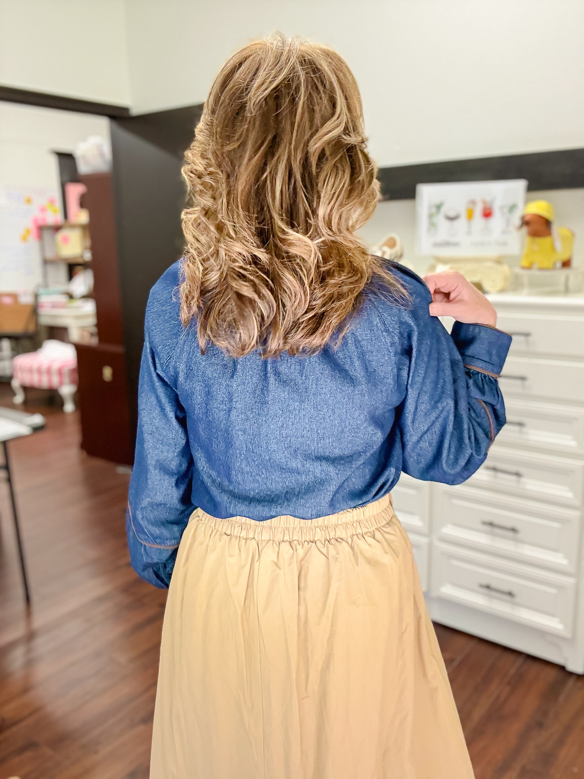 [THML] Easy Does It Wide Sleeve Top - Denim