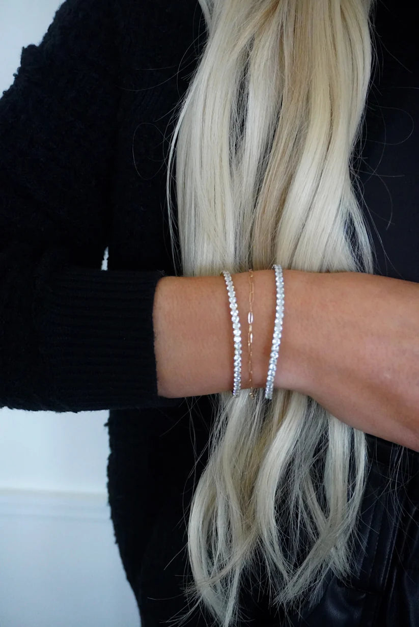 Stretchy Tennis Bracelet-Silver