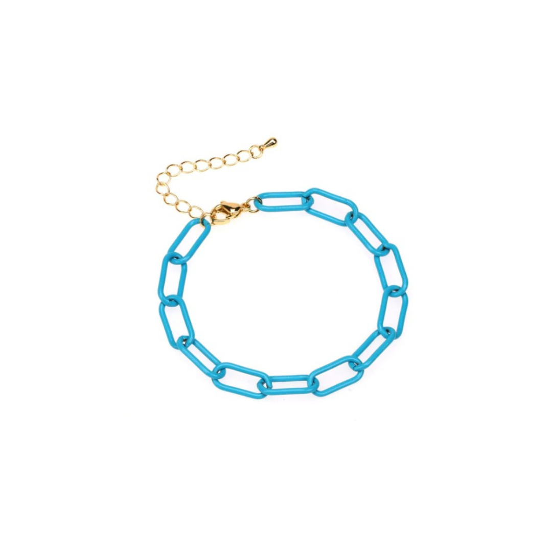 Bright Paperclip Chain Bracelet-Blue