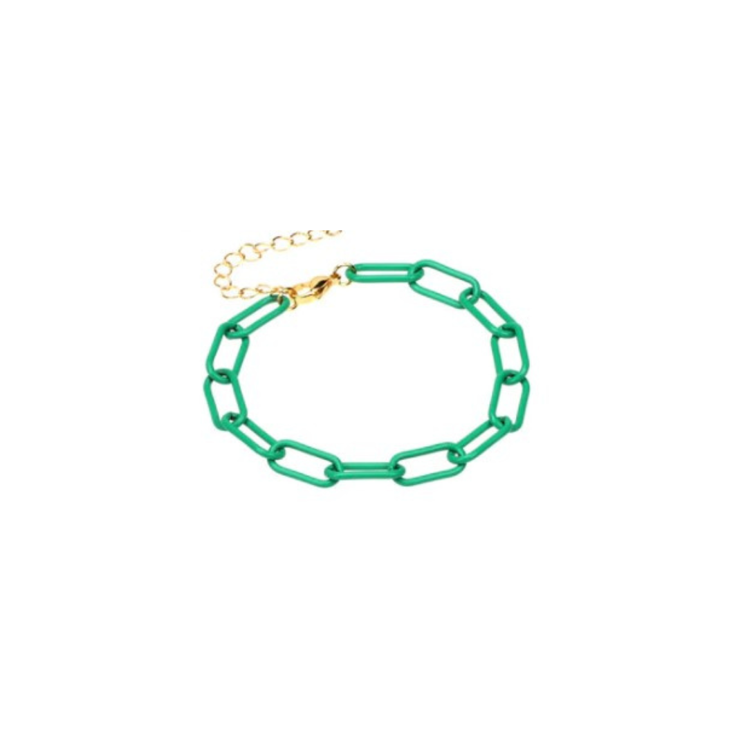 Bright Paperclip Chain Bracelet-Green