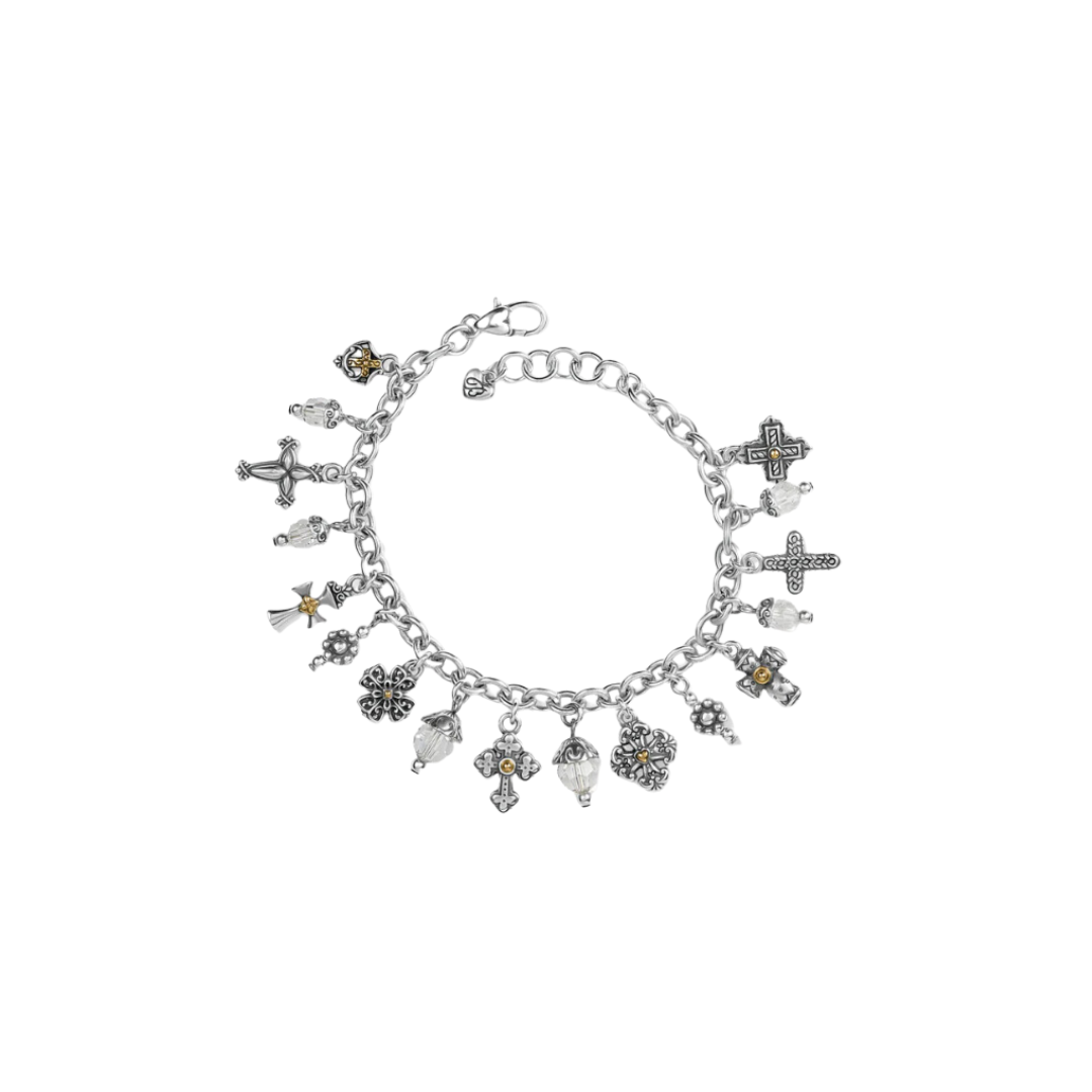 One Cross Charm Bracelet-Silver
