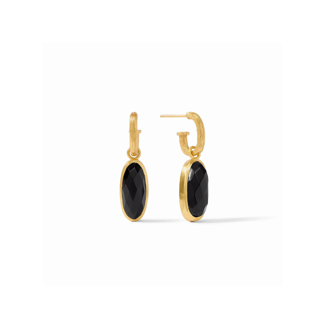 {Julie Vos} Ivy Hoop & Charm Earring-Gold-Obsidian Black