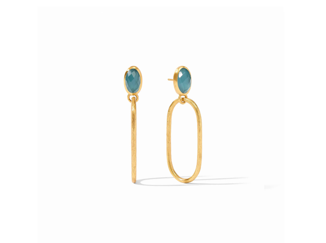 {Julie Vos} Ivy Statement Earrings-Gold-Iridescent Peacock Blue