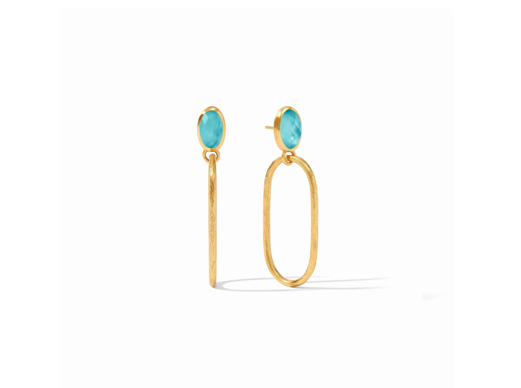 {Julie Vos} Ivy Statement Earrings-Gold-Iridescent Bahamian Blue
