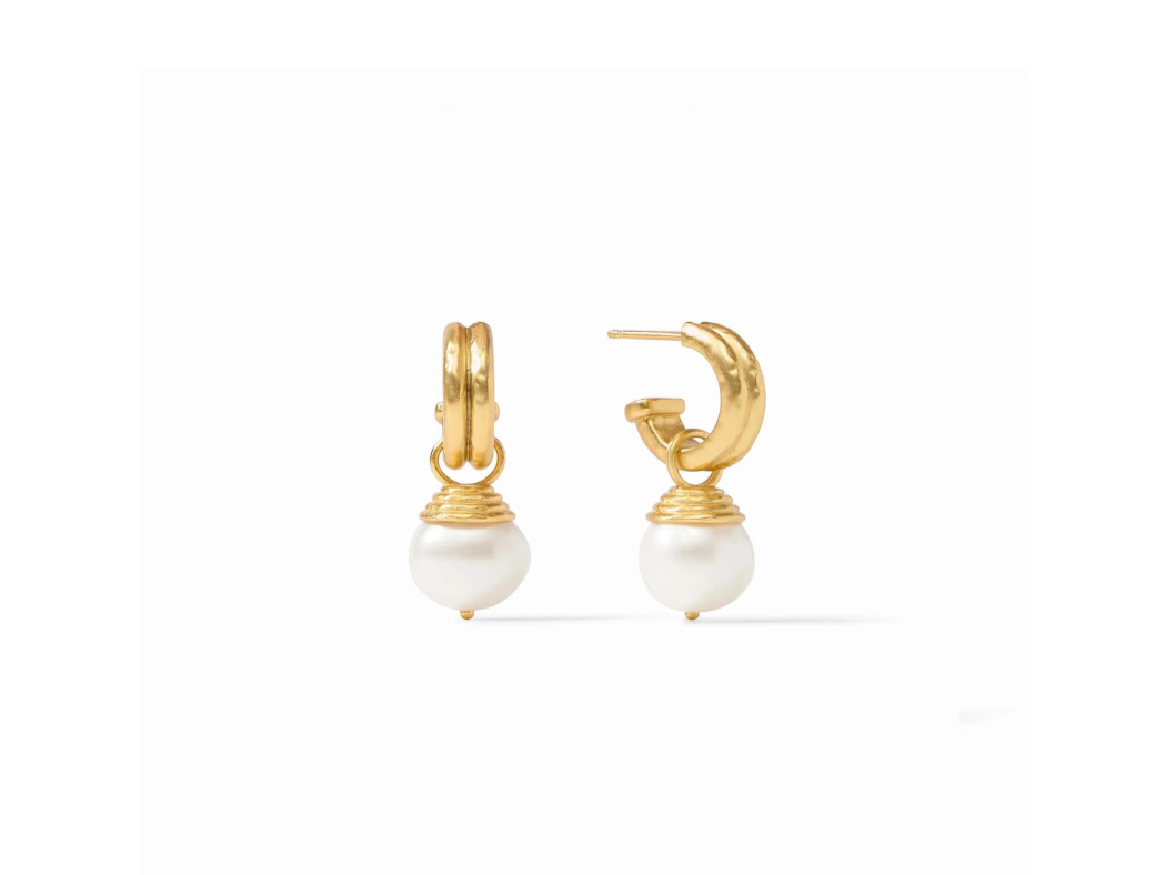 {Julie Vos} Astor Pearl Hoop & Charm Earring-Gold-Pearl