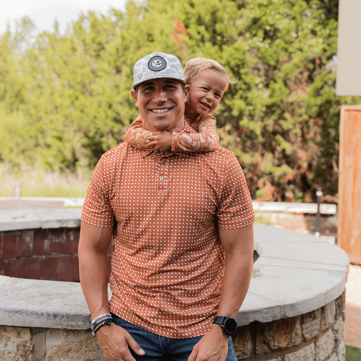 [Burlebo] Performance Polo-Texas Orange And White