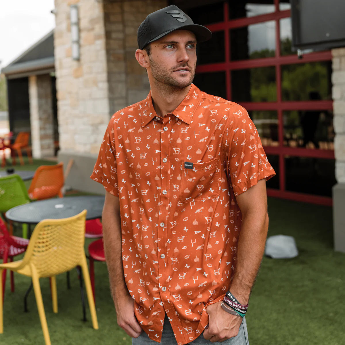 [Burlebo] Performance Button Up-Game Day In Austin