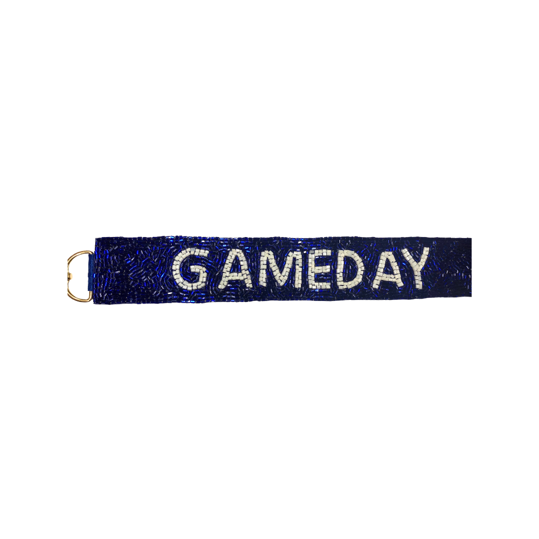 Game Day Beaded Purse Straps- Blue/White