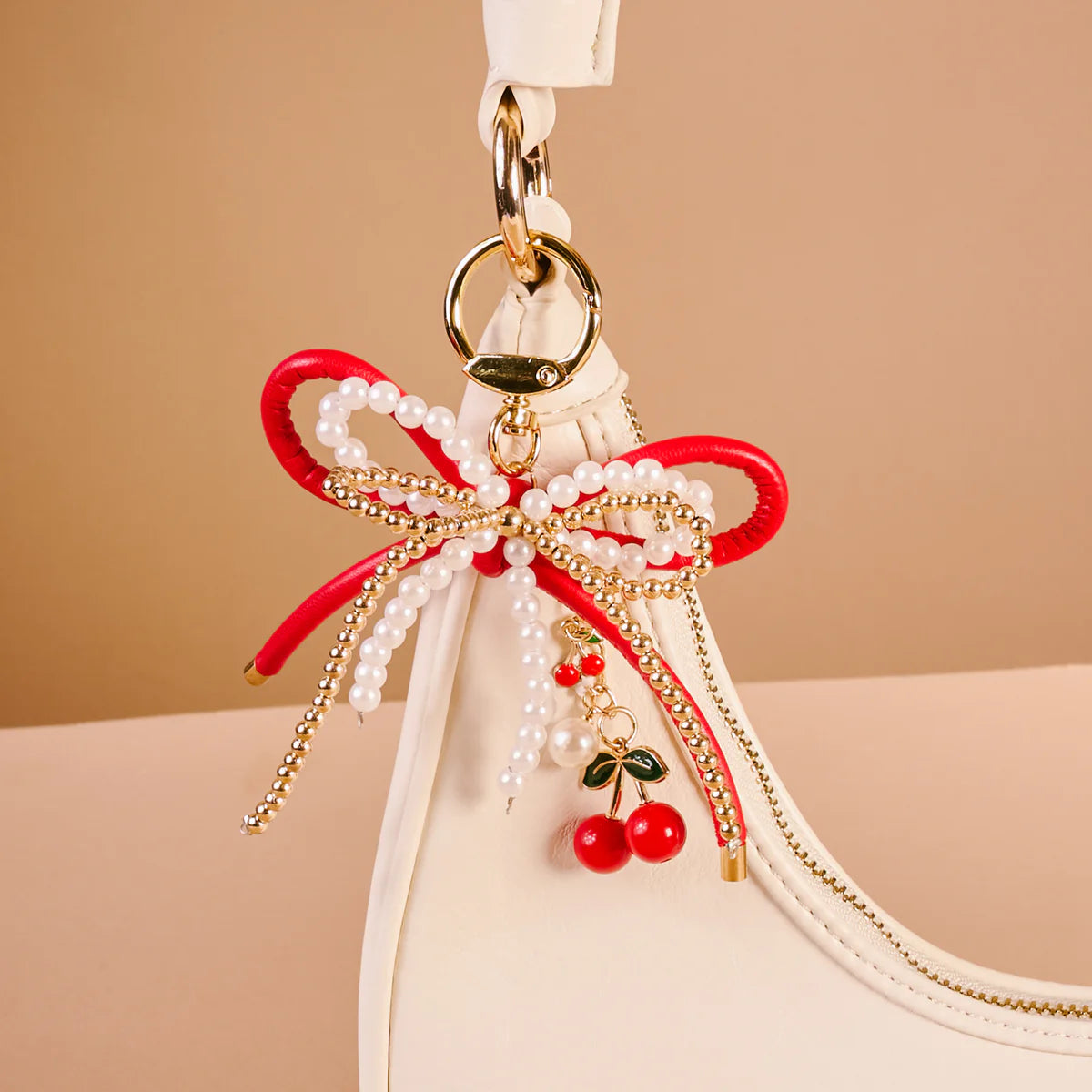 Cherry Bliss Layered Bows Bag Charm