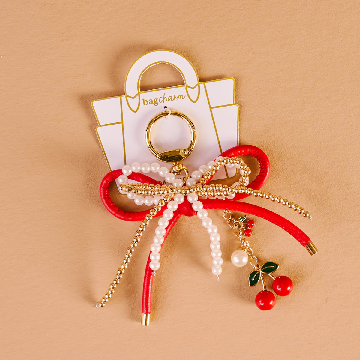 Cherry Bliss Layered Bows Bag Charm