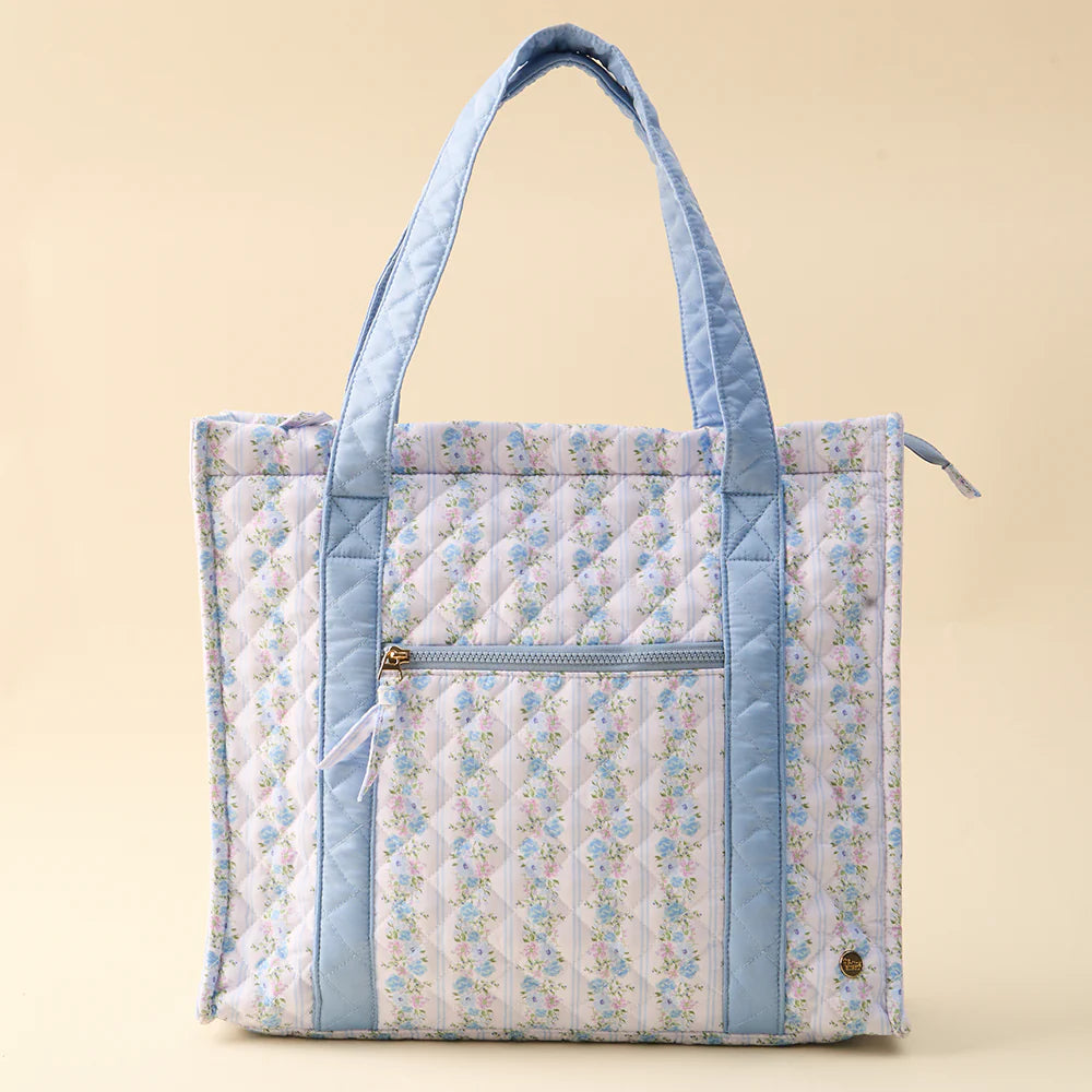 Petal Parade Blue The Everyday Quilted Tote Bag