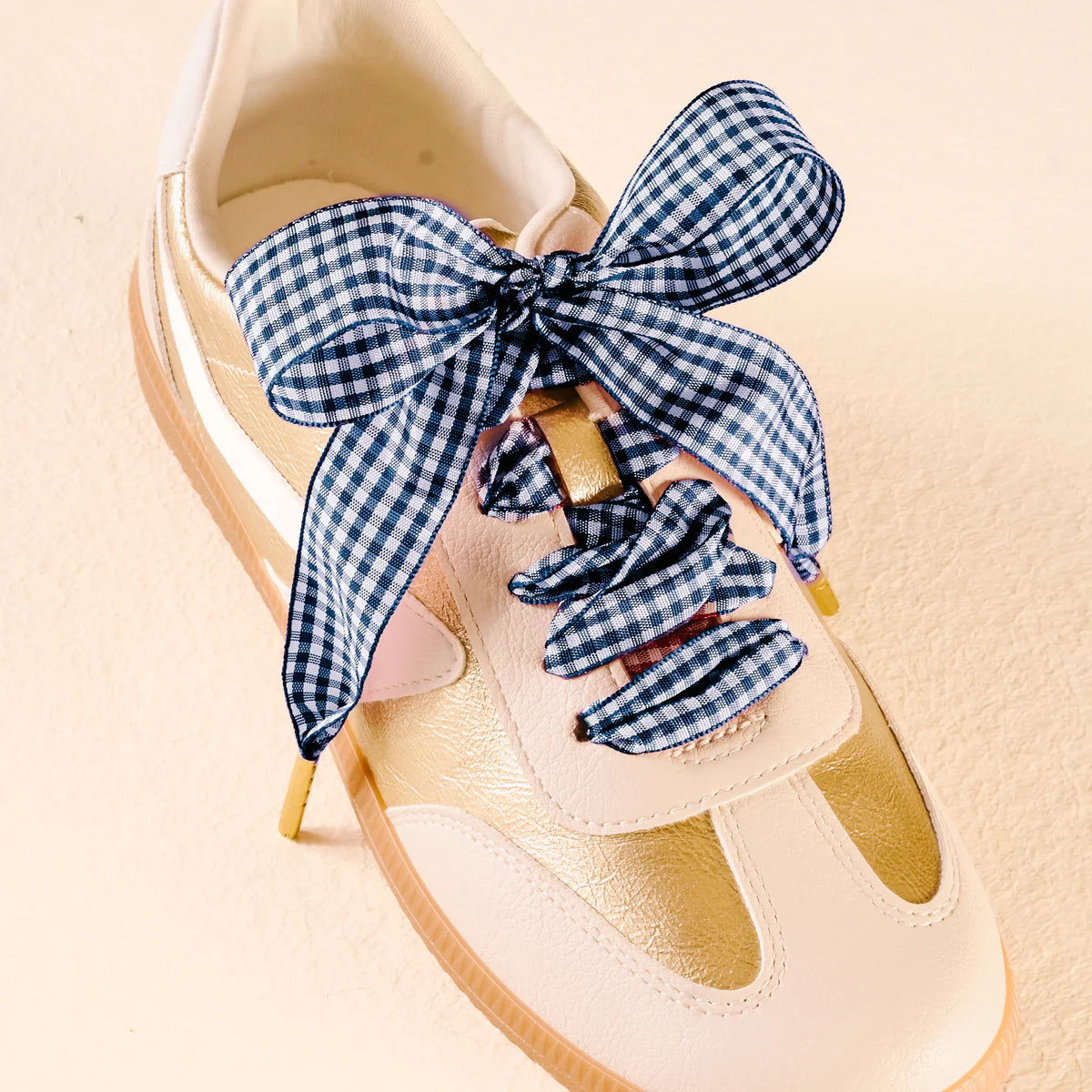Gingham Navy Step It Up Shoelaces