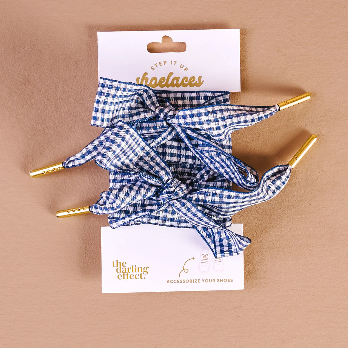 Gingham Navy Step It Up Shoelaces