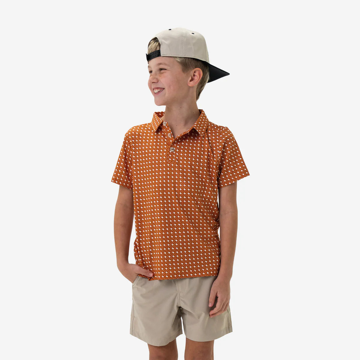 [Burlebo] Youth Performance Polo -Texas - Orange and White