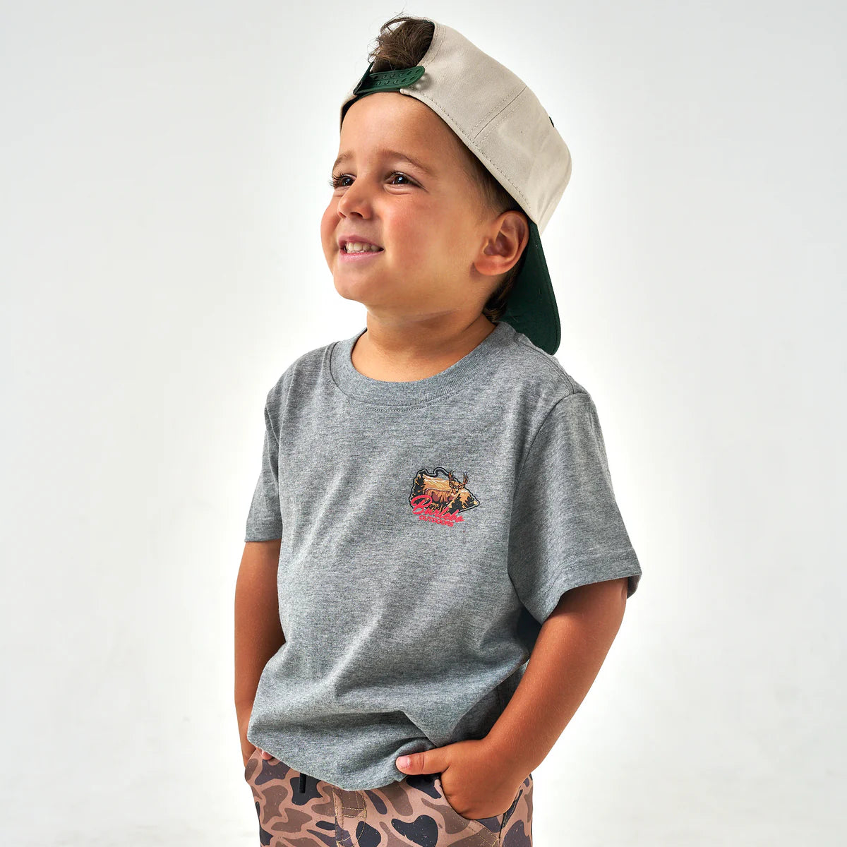 [Burlebo]Youth Tee - Hill Country Buck - Dark Heather Grey