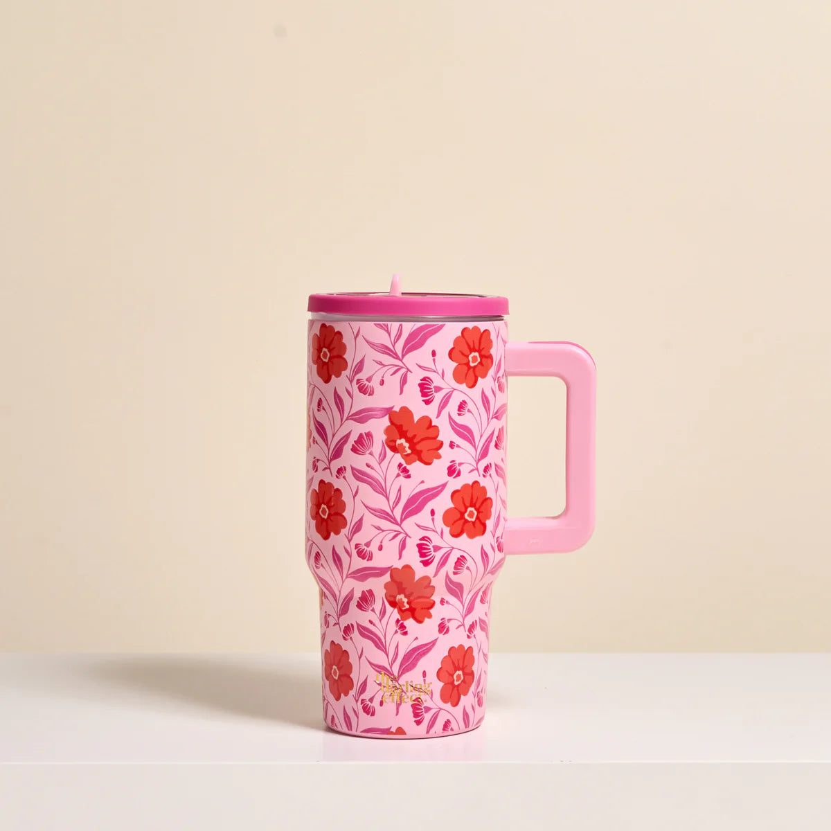 20 oz Lifestyle Flip Straw Tumbler - Poppin' Petals Hot Pink