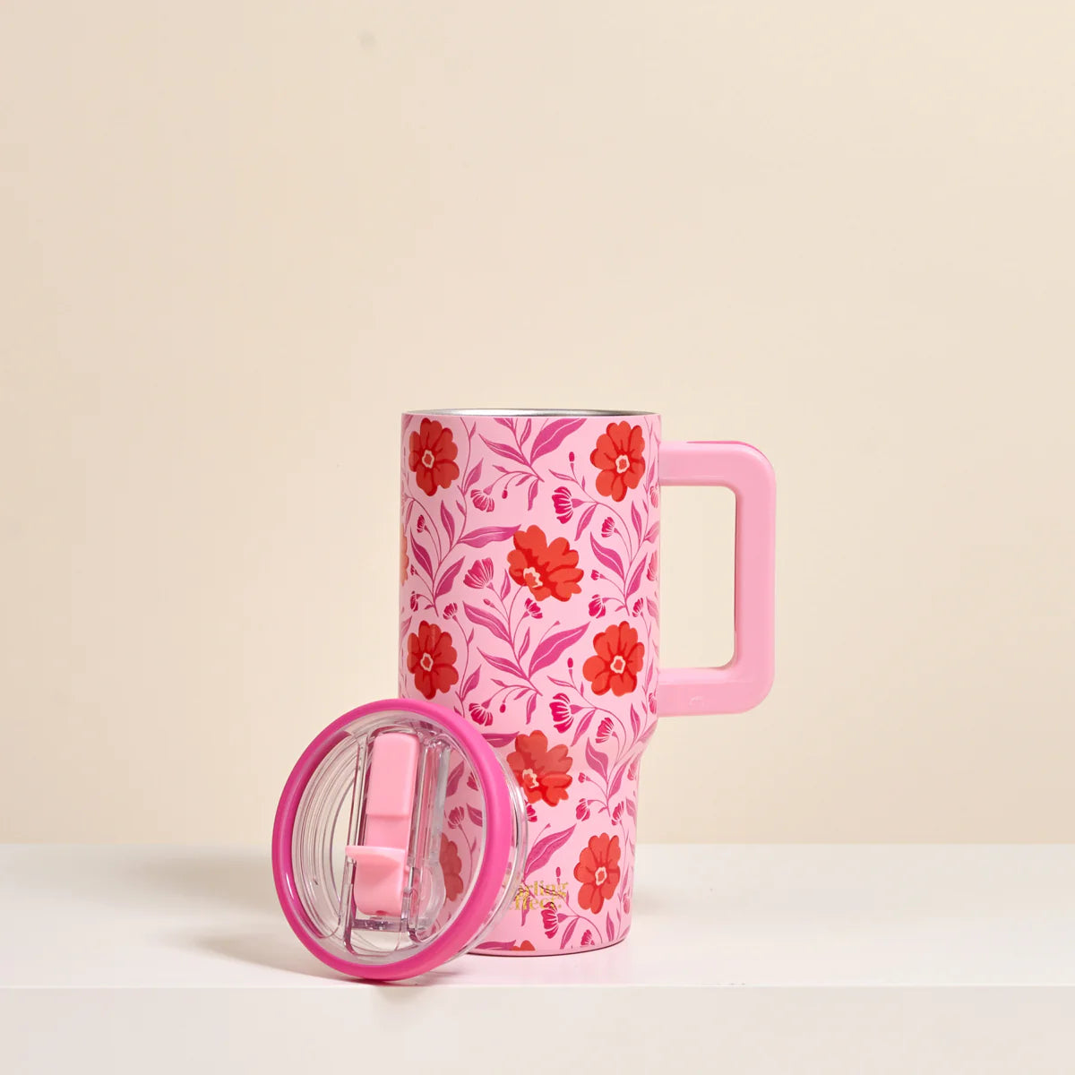 20 oz Lifestyle Flip Straw Tumbler - Poppin' Petals Hot Pink