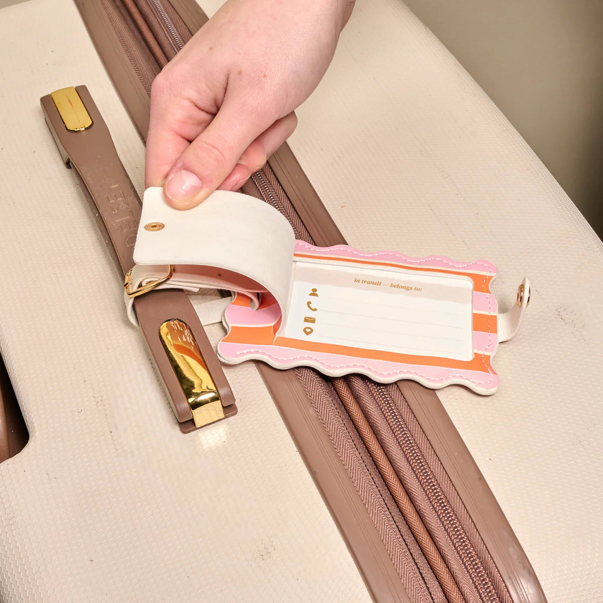 Jetsetter Luggage Tag - Sicily Stripes Pink