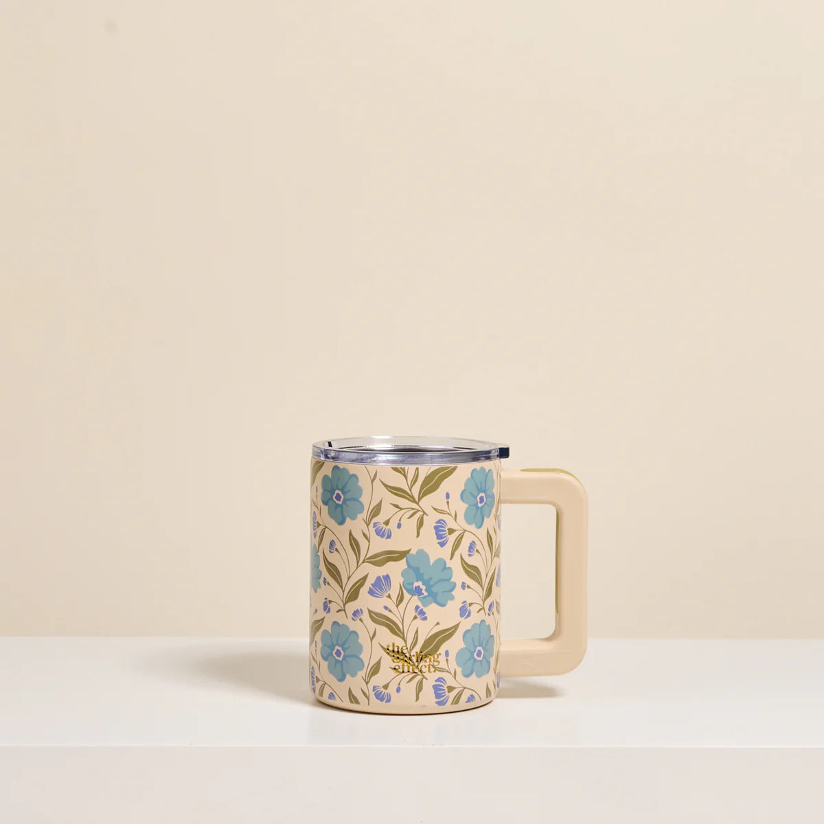14 oz Insulated Mug - Poppin' Petals Aqua