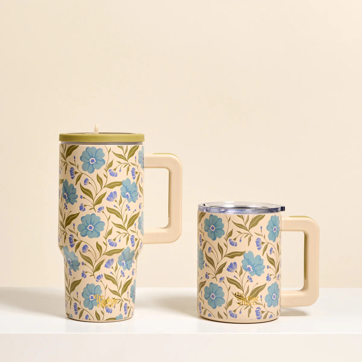 14 oz Insulated Mug - Poppin' Petals Aqua