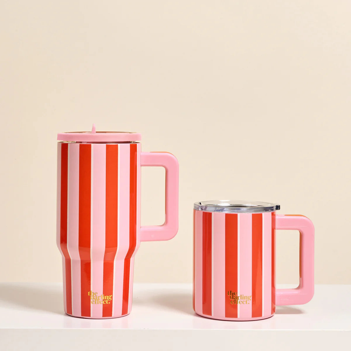 14 oz Insulated Mug - Sicily Stripes Pink
