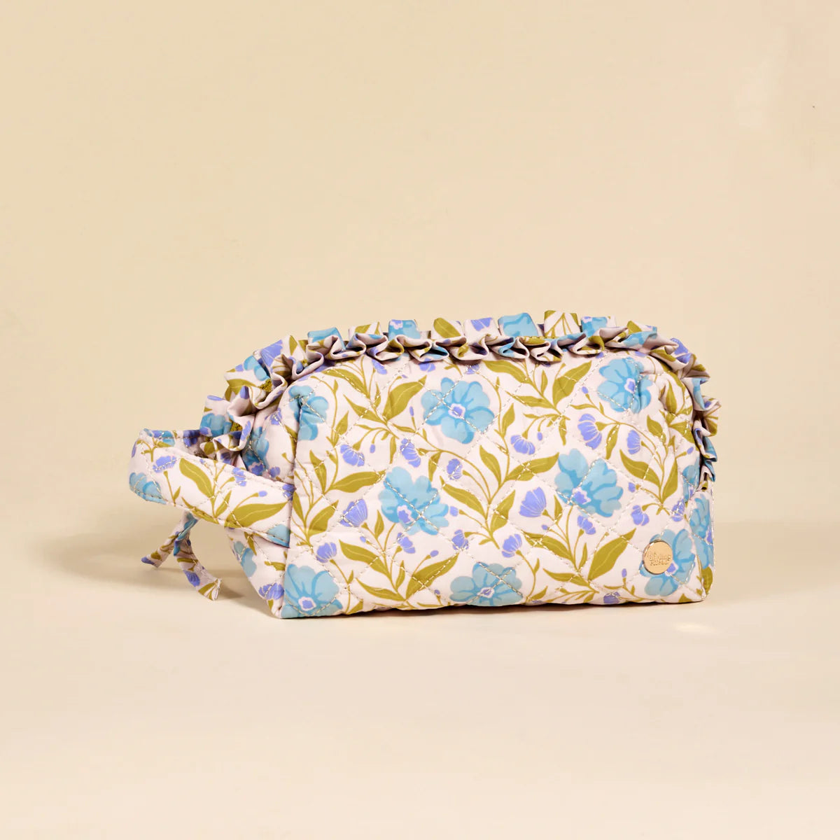 Essentials Quilted Cosmetic Pouch - Poppin' Petals Aqua