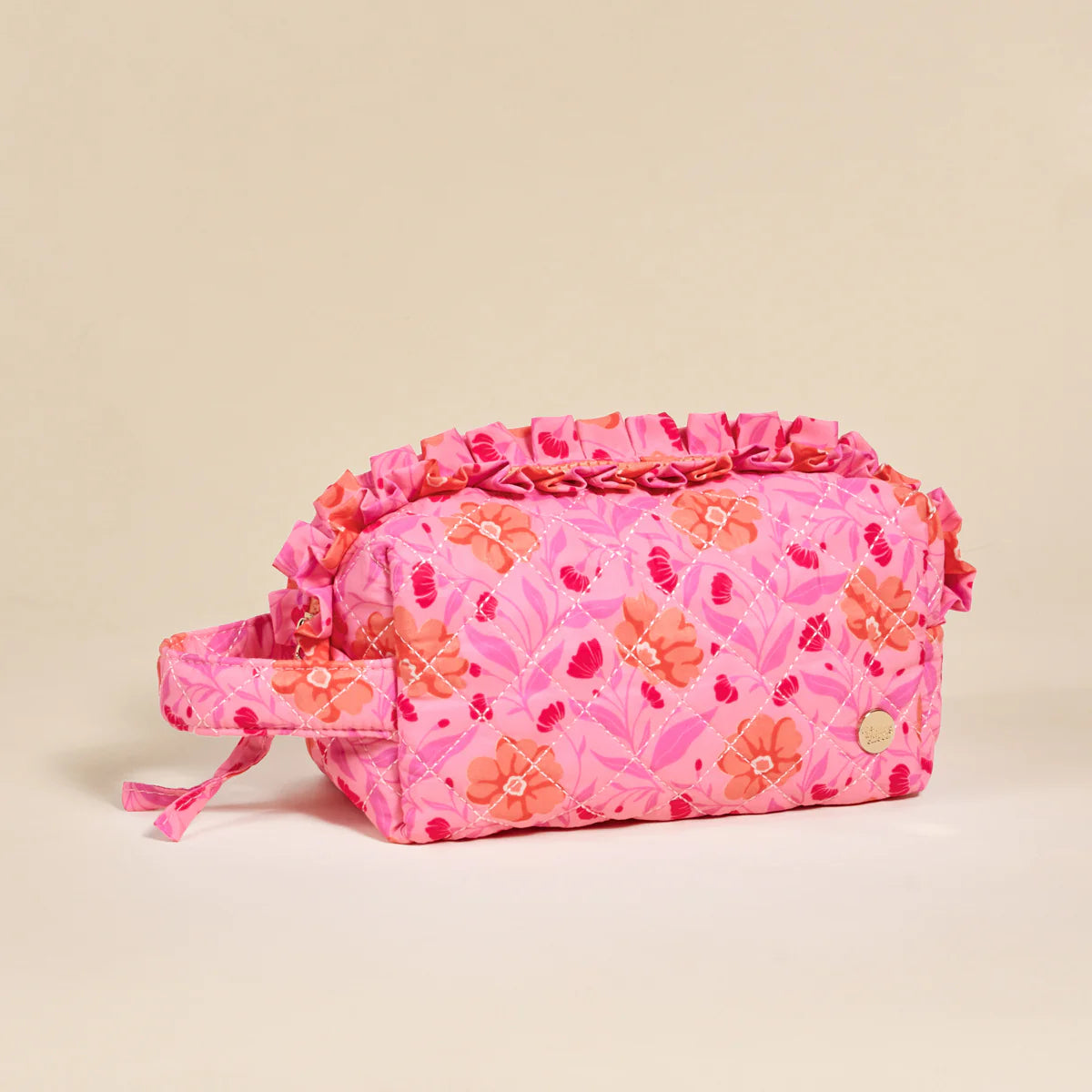 Essentials Quilted Cosmetic Pouch - Poppin' Petals Hot Pink