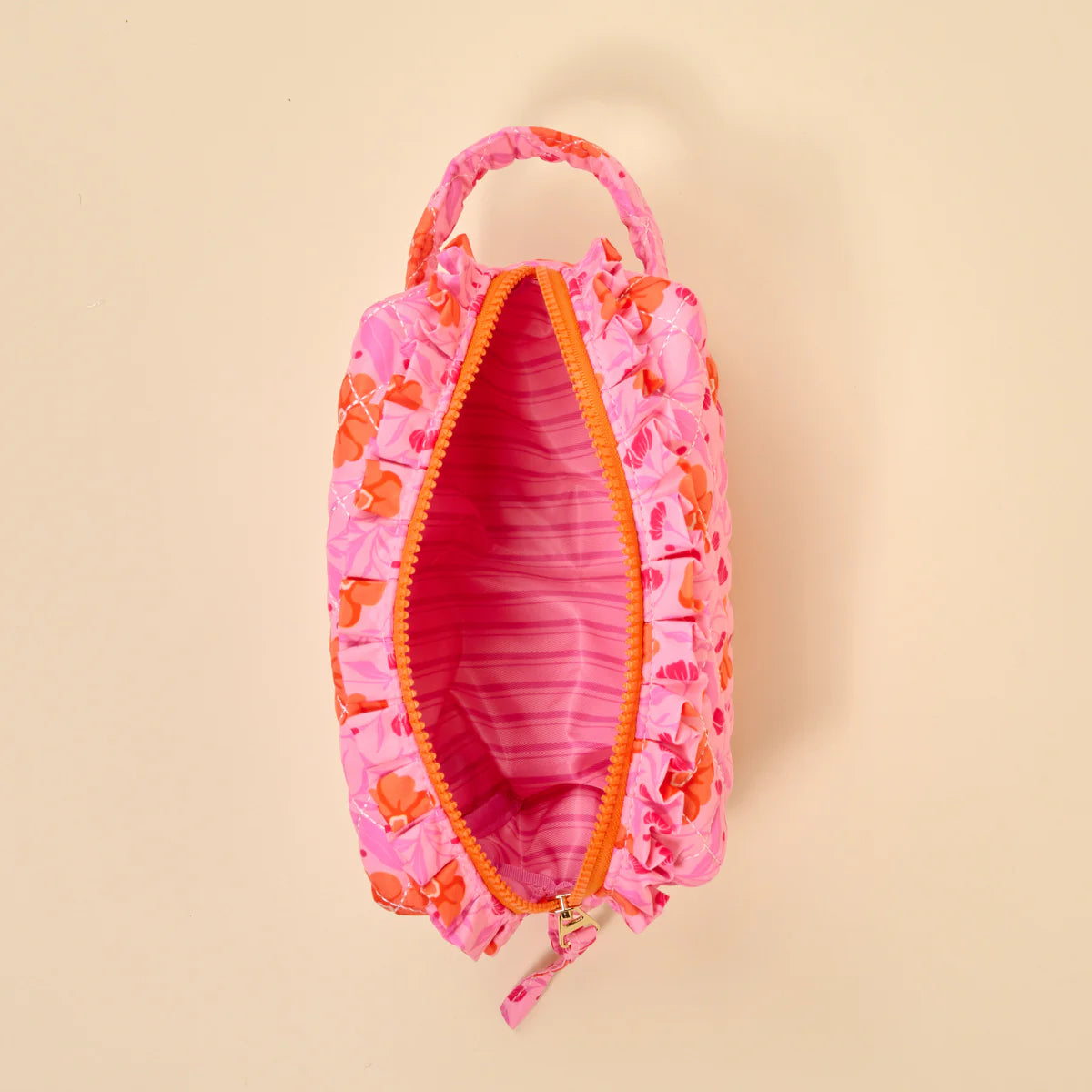 Essentials Quilted Cosmetic Pouch - Poppin' Petals Hot Pink