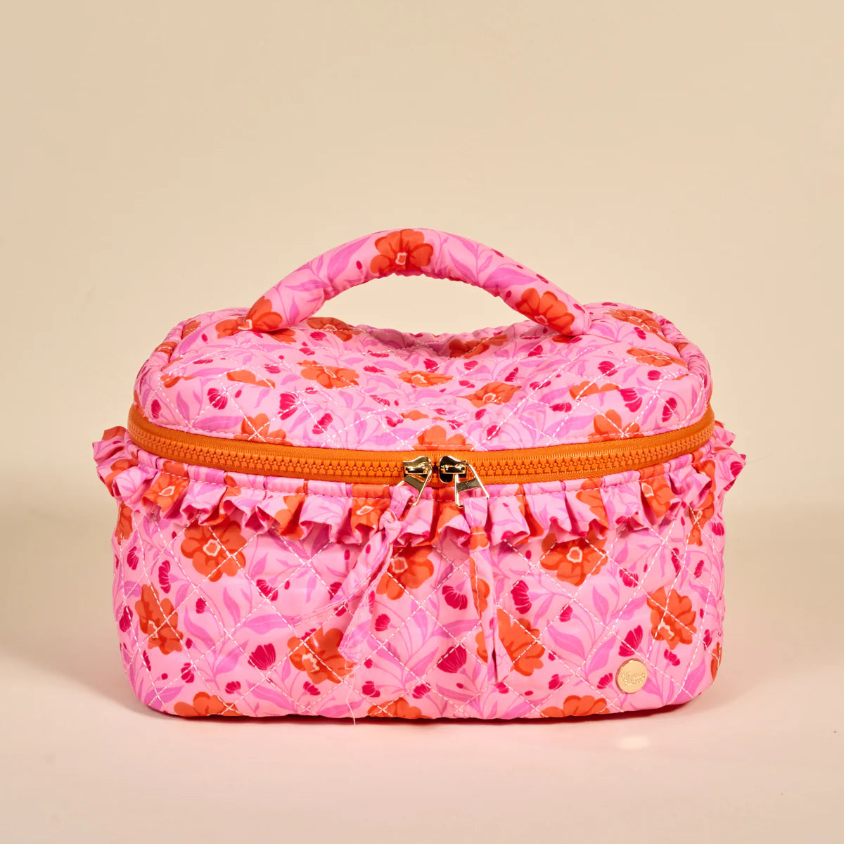 Glam & Go Quilted Cosmetic Bag - Poppin' Petals Hot Pink