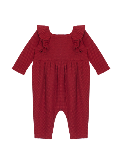 [Mabel And Honey] Berry & Olive Wreath Waffled Knit Romper