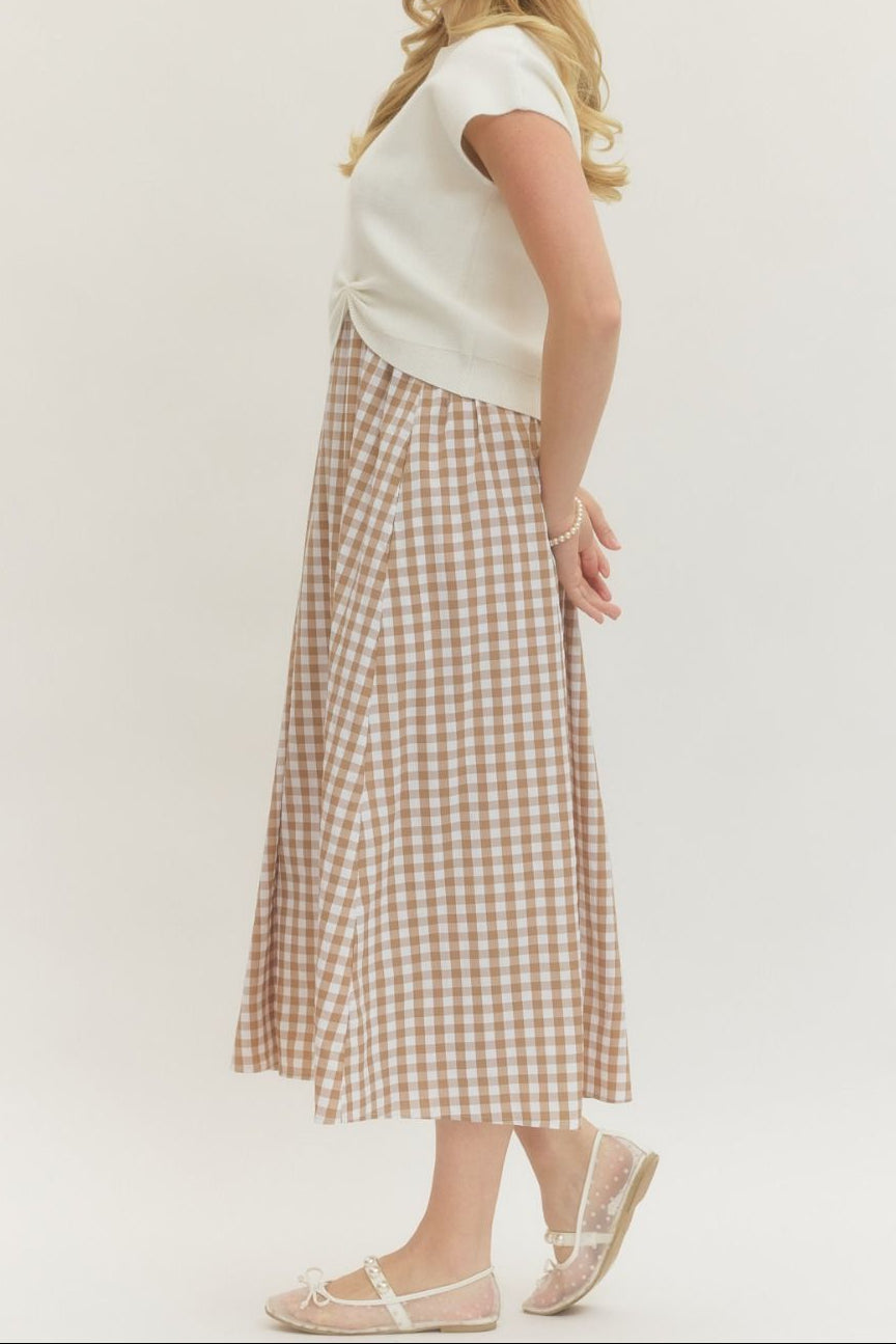 Neutral Check Twofer Dress
