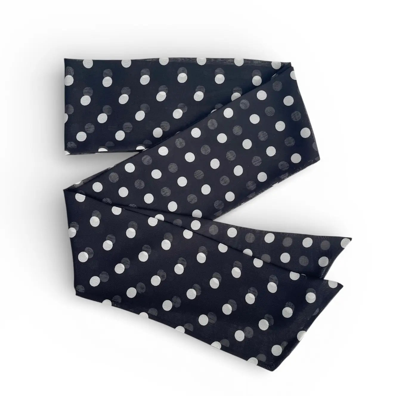 Polka Dot Chiffon Bow Scarf-Black & White