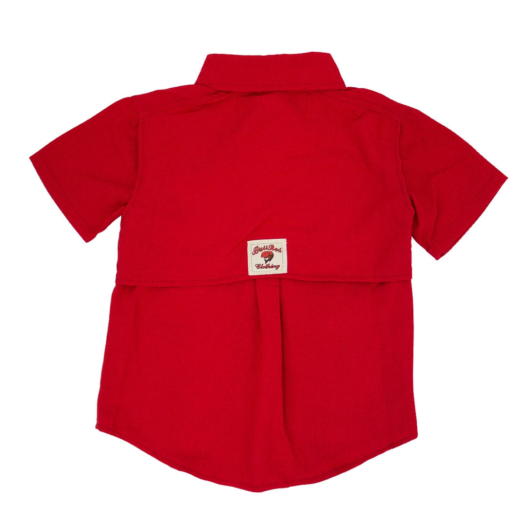 Bull Red Youth Fishing Shirt-Red