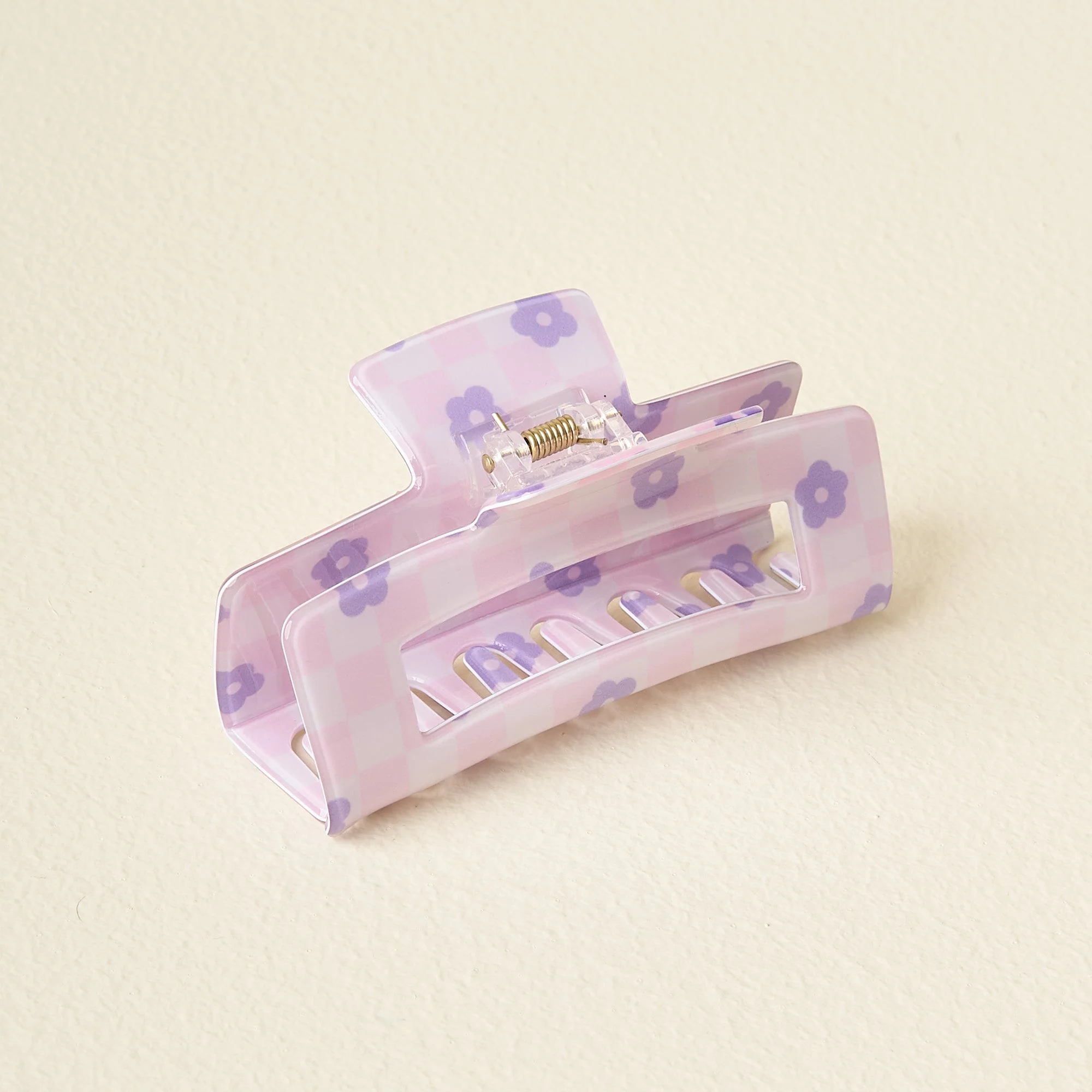 Daisy Check Claw Clip-Purple