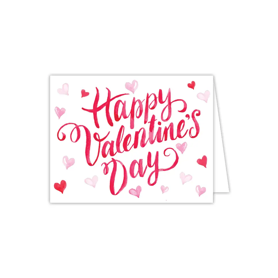 Happy Valentine's Day Red and Pink Hearts Greeting Card