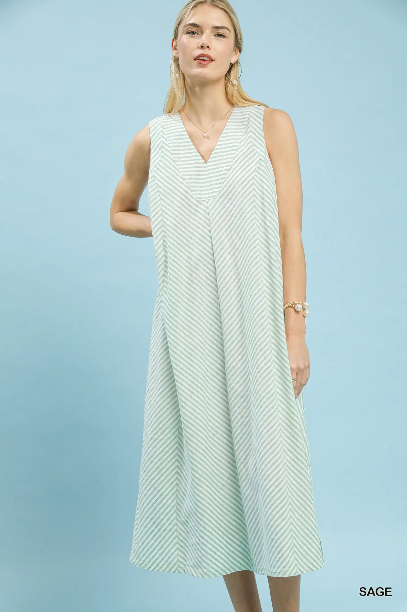 Laurel Sleeveless Midi Dress - Sage