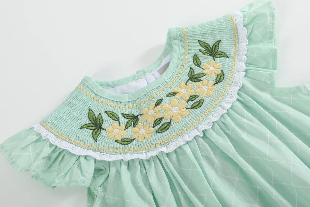 Aqua Daisy Smocked Romper