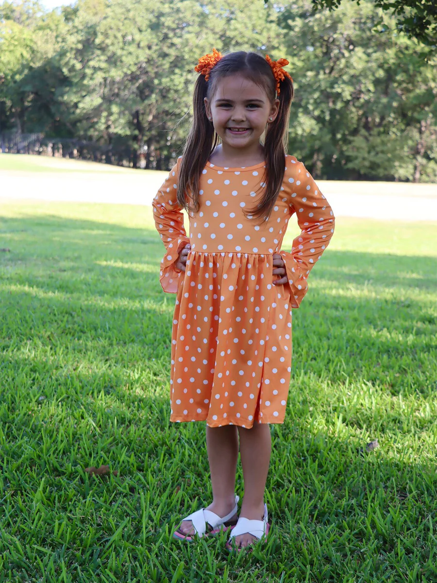 Thanksgiving Day Fall Girls Dress- Orange