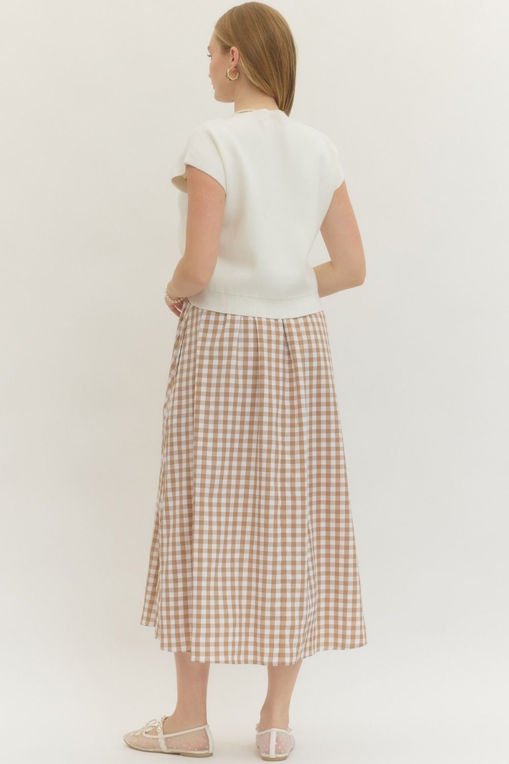Neutral Check Twofer Dress