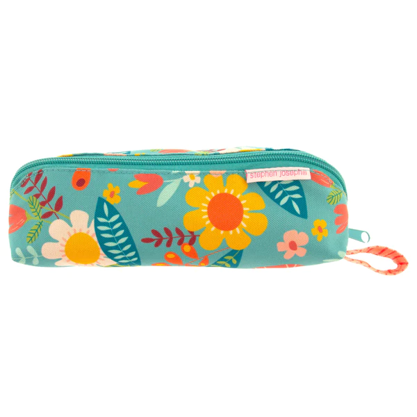 {Stephen Joseph} Pencil Pouch-turquoise Flowers