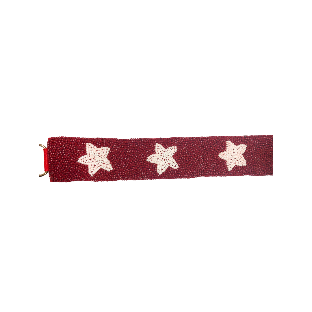 Star Game Day Beaded Purse Straps-Burgundy/White